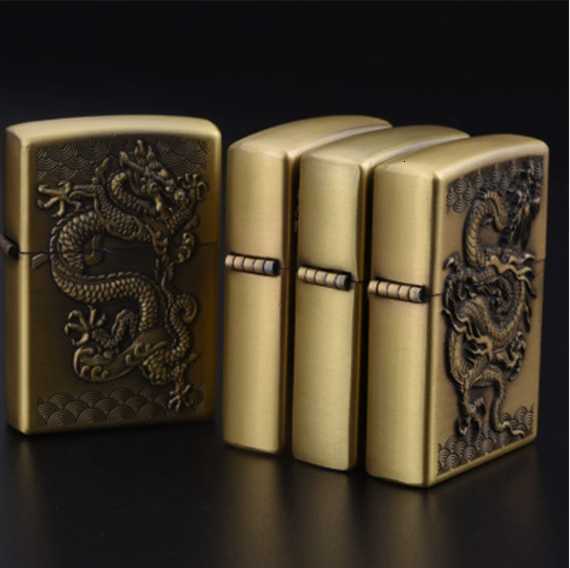 Jiantai Bronze Kerosene Machine Creative Dragon Engraved Metal Windproof Lighter Gifts C251128