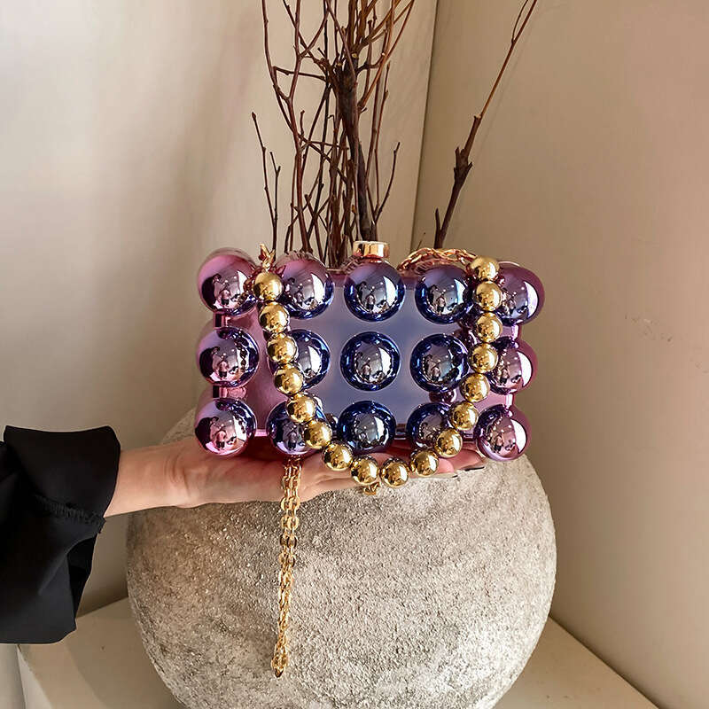 2024 New Acrylic Egg Box for Women Fashion Niche Candy Color Stylish Versatile Chain Evening Bag