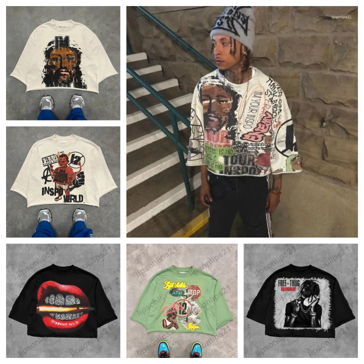 Designer Men's T Shirts Y2K Shirt Mid Long Sleeve Women Punk Hip Hop Graffiti Style Graphic Printed Oversized Harajuku Loose Short Sleeved Asian Size S-3XL