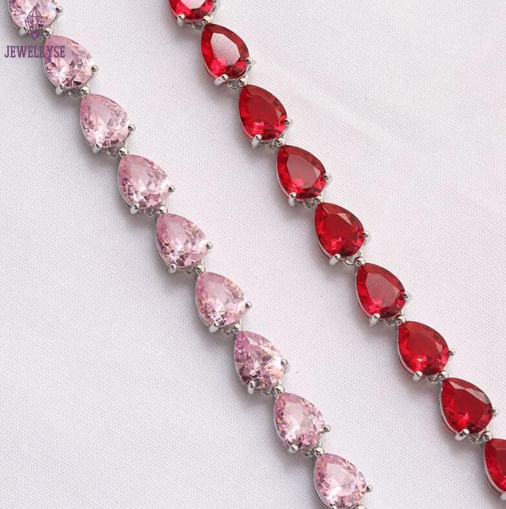 Classic fashion jewelry - 925 sterling silver rose gold teardrop-shaped pear-shaped cut multicolored CZ jewelry diamonds - Women's engagement bra