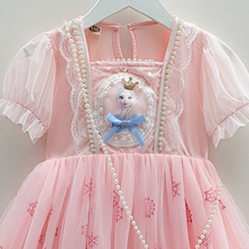 DISNEY kids designer clothes Frozen Elsa princess toddler designer clothes Baby cotton short-sleeved dress children summer girl clothes.