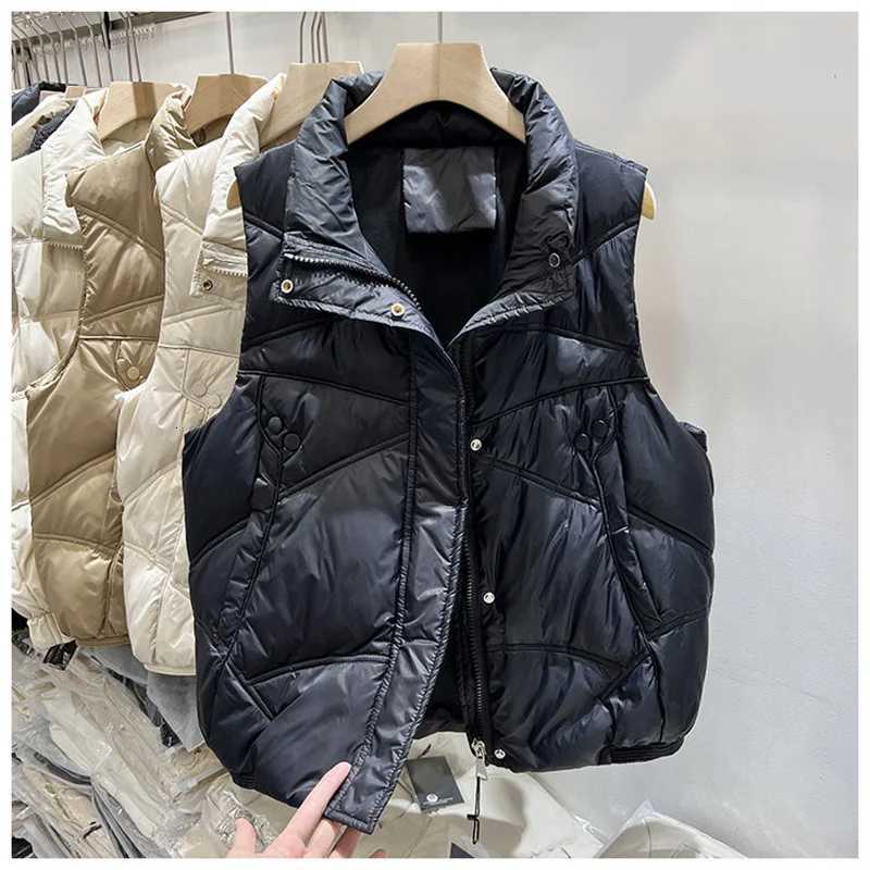 2024New Women Autumn Winter Down Cotton Vest short Fashion Stand-up Collar Cotton Vest With Everything On The Shoulder CoatT251128