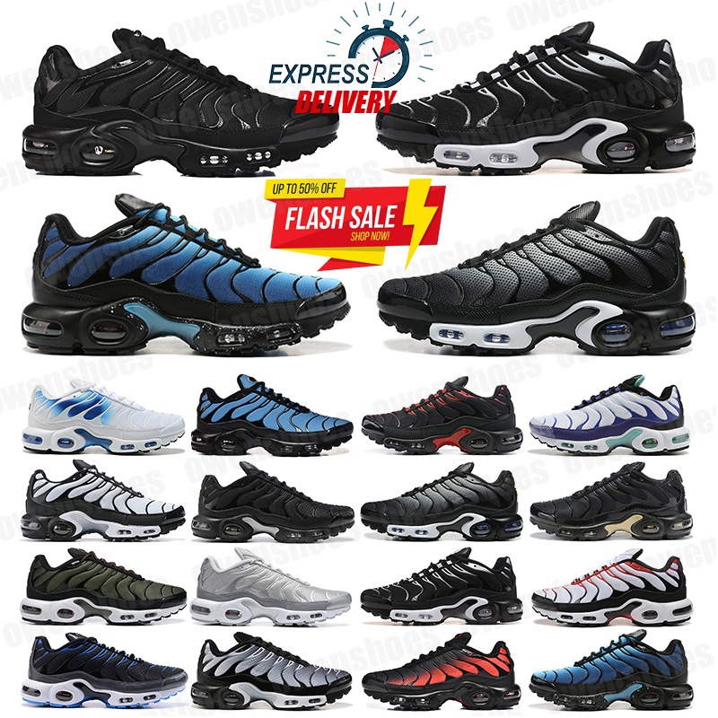 2026 Hot mens womens designer tn plus running shoes trainers grey navy classic black white linen obsidian crimson red outdoor athletic sneakers shoes 40-47