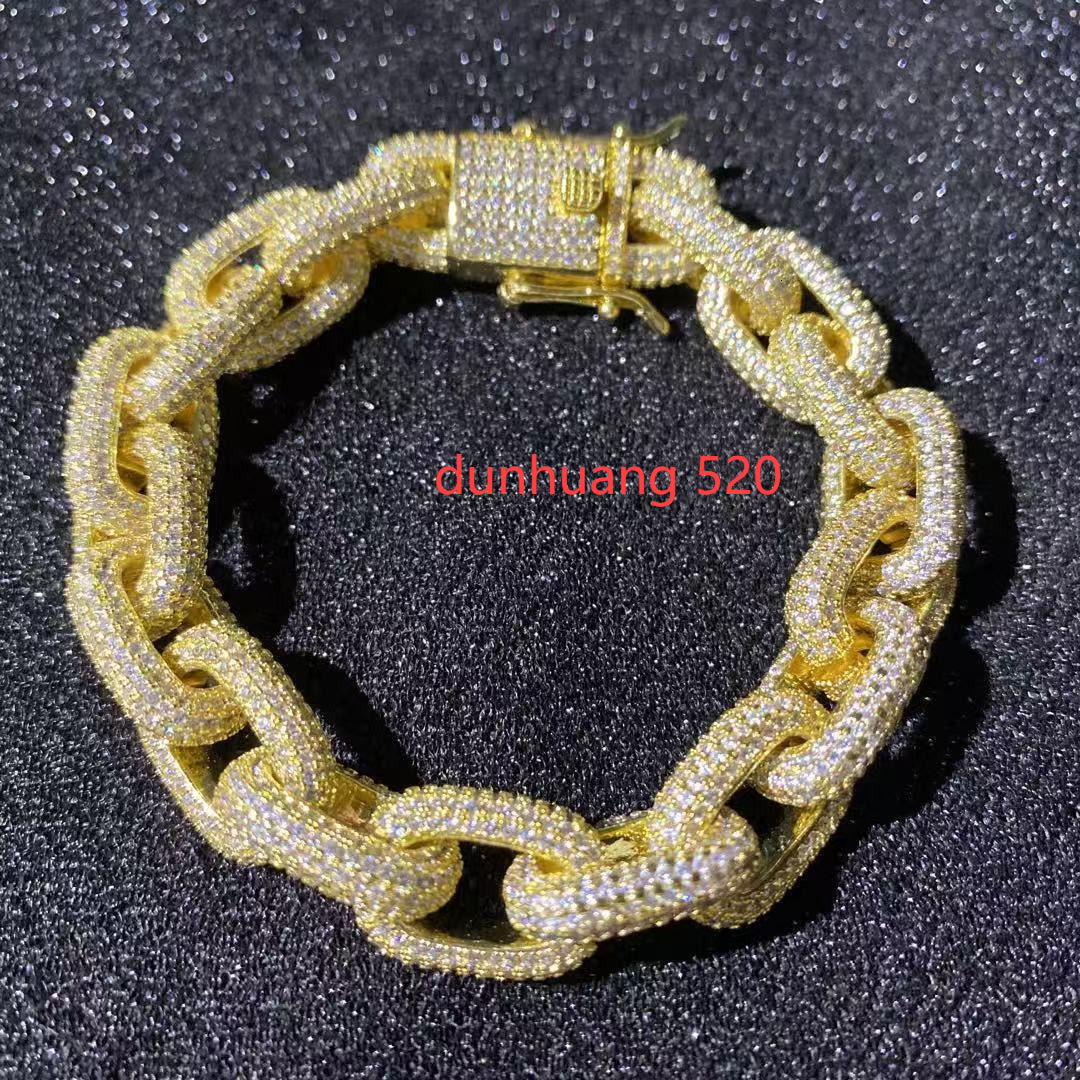 10Mm Rope Sterg Sier White Gold Moissanite Chain Necklace Iced Men Hiphop VVS Dia Fine Jewelry