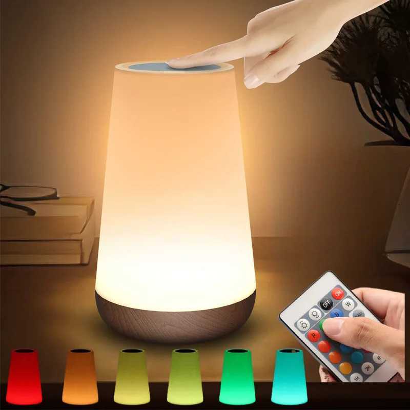Mood Lighting Pro Rechargeable 13-Color RGB Table Lamp with Remote Touch Control for Ambient Bedside Glow M251128