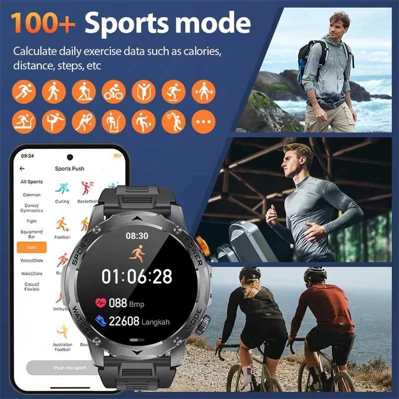 2025 1000mAh Super Capacity Battery Adult Men Smart Watch 17-inch Large Screen BT Call IP68 Waterproof SmartWatch SportsW251128