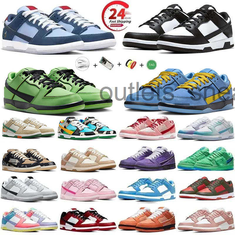 Men Women Shoes Flat Sneakers Lows Running Panda The Powerpuff Girls Bubbles Blossom Halloween Triple Black Red World Champ Mens Casual Trainers GAI