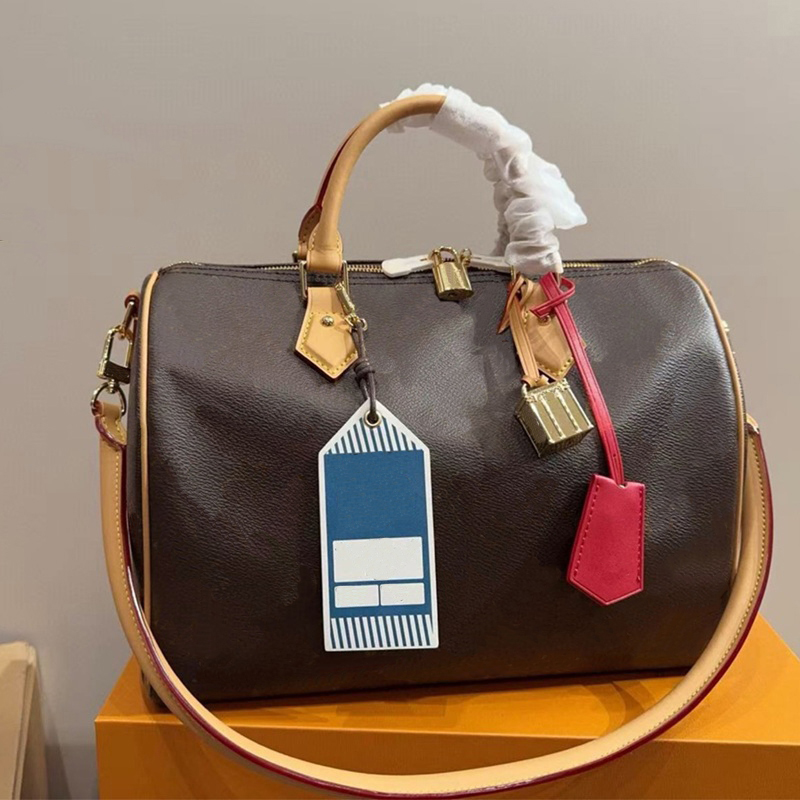 Fashion tote bag women's pillow shaped handbag classic printed design cowhide material 30cm shoulder bag