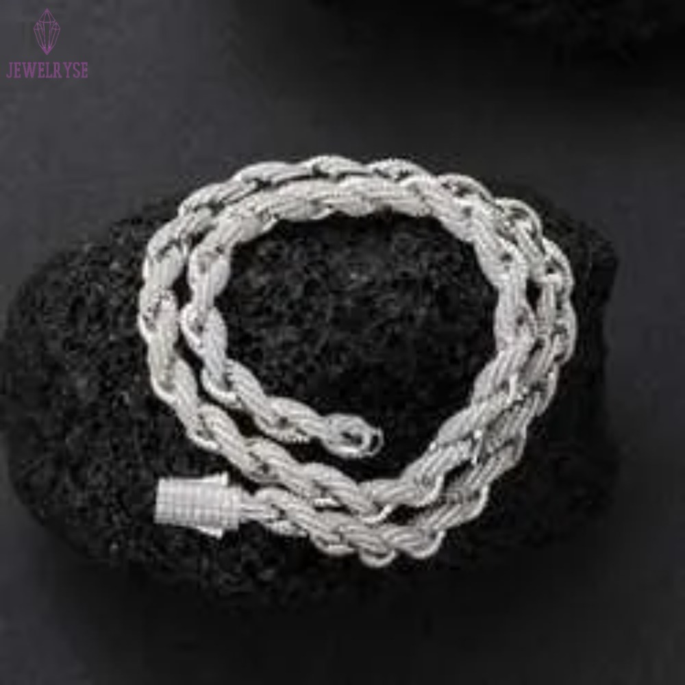 Fresh Item High Quality Hip Hop Bling 925 Sterling Silver 8mm Flawless d Color Lab Diamond Moissanite Rope Chain