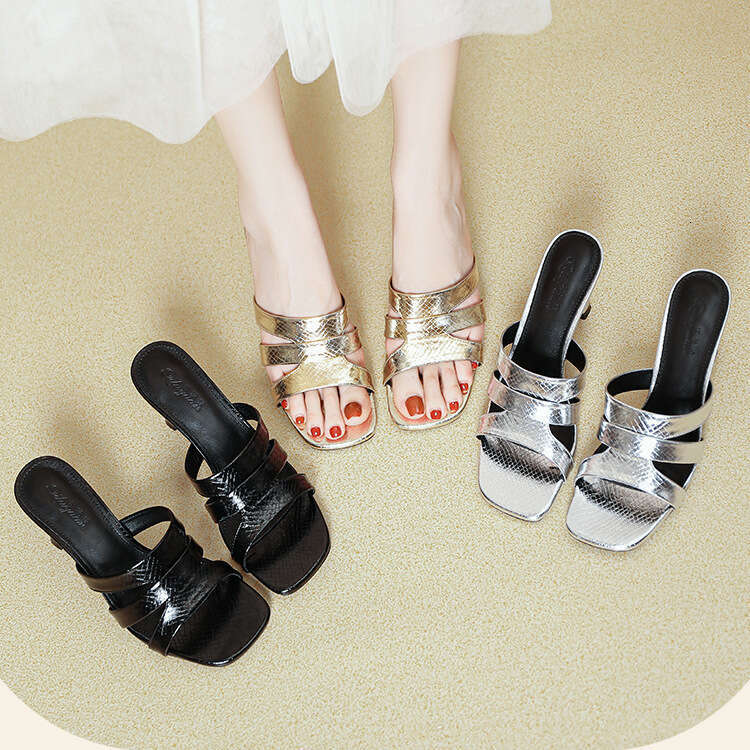 Women's Red Silk Open Toe Sandals - Casual High hot Heel Flip Flops for Summer 2024
