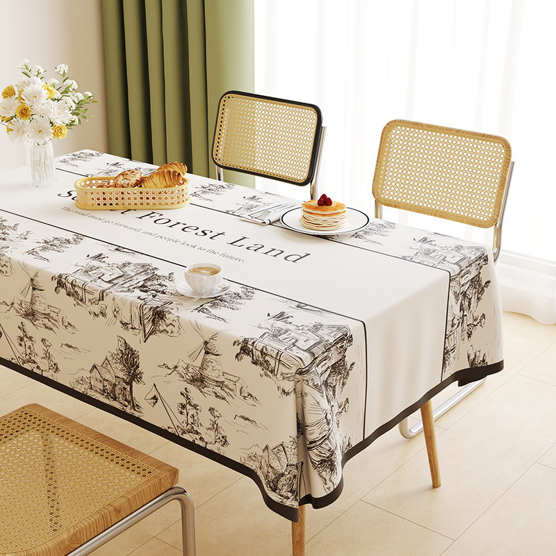 B432 new lambskin printed tablecloth light luxury atmosphere tablecloth waterproof and oil-proof washable coffee table cloth heat insulation