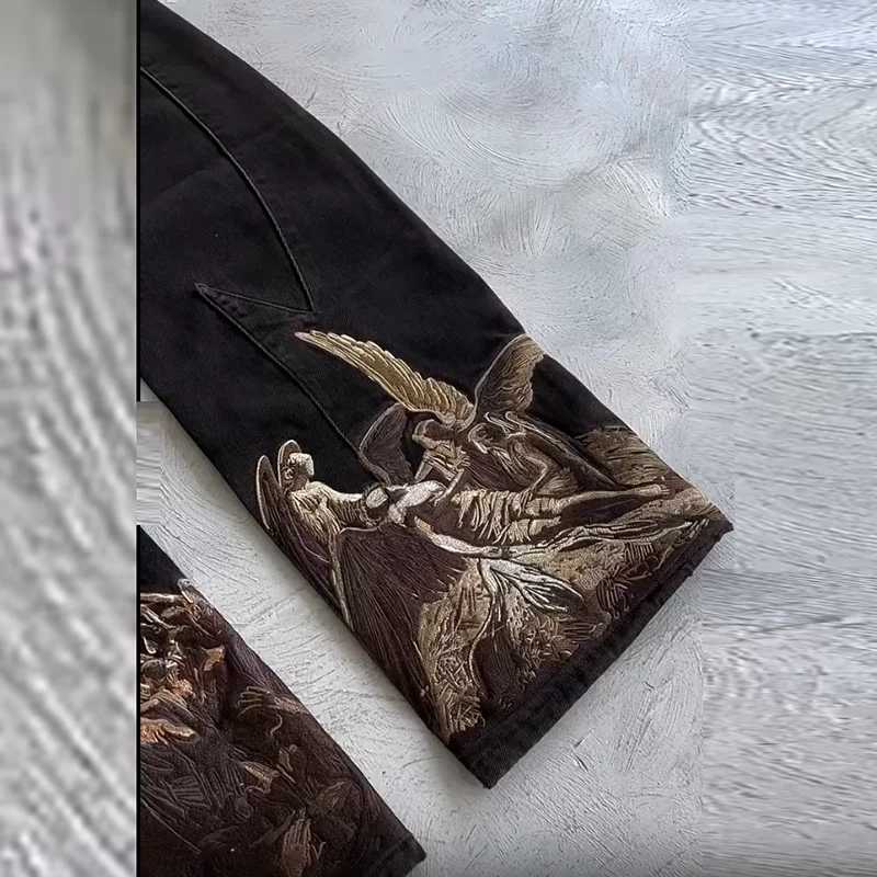 Gothic Retro Bat Wings Printing Womens Jeans Y2K New Harajuku HipHop Baggy Denim Pants Casual High Waist Straight StreetWear L251127