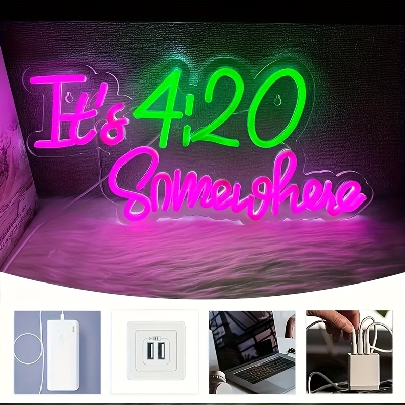 4:20 Chic Customizable 'Somewheresville' Dual Color Neon Lighting Fixture Ideal for Modern Spaces