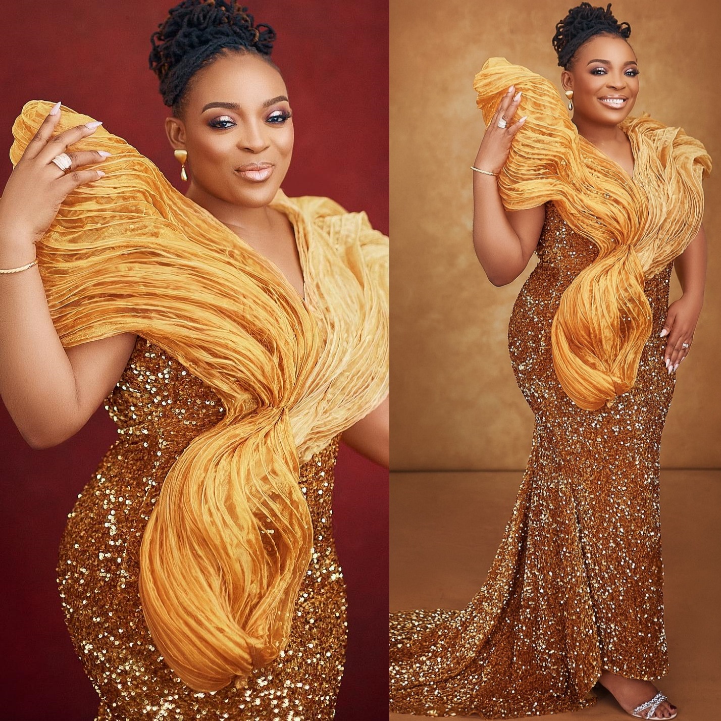 Aso Ebi Gold Mermaid Prom Dresses 2026 V-neck Stylish Sequined Evening Formal Party Second Birthday Engagement Gowns Plus Size Dress For Special Occas