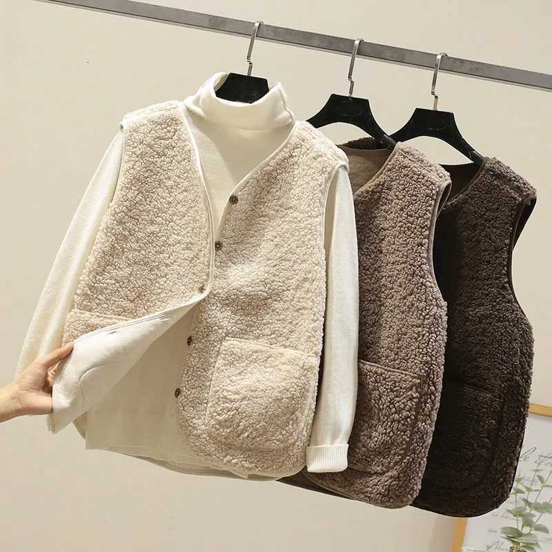 Loose Casual Sleeveless Wool Vest Top Fashion Women Single-breasted Vests Jacket Fall Outerwear Solid Versatile Trendy Vest CoatT251128