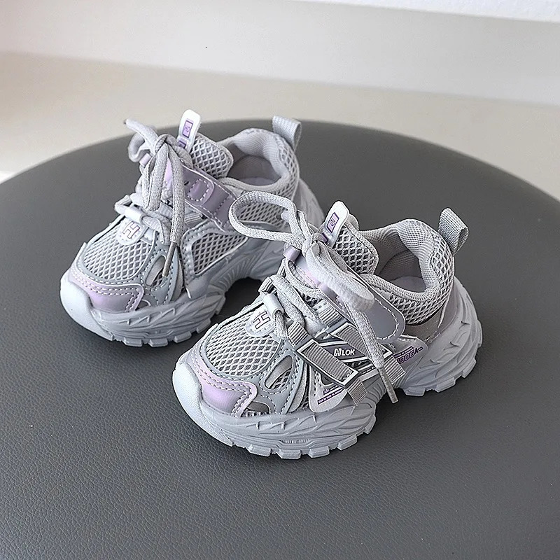 Girls Sneakers Mesh Splicing Kids Shoes Letter Pattern Decoration Trend Boys Casual Spring Children Trainers C260130