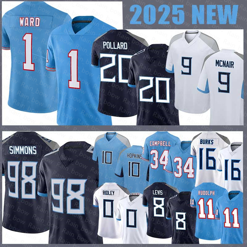 1 Cameron War Football Jerseys Steve McNair Tony Pollard Jeffery Simmons Treylon Burks DeAndre Hopkins Earl Campbell Ridley Will Mason Rudolph JC Latham