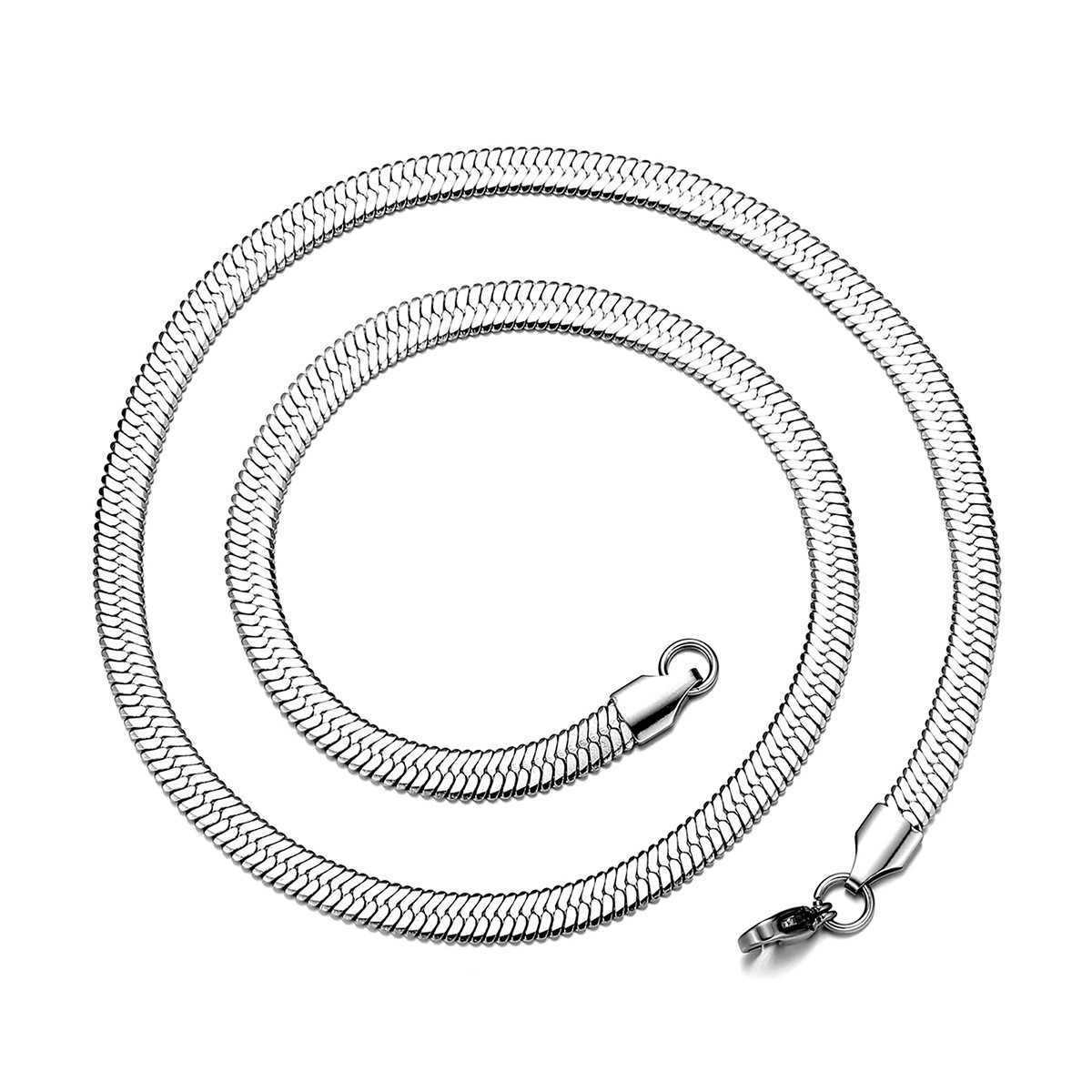 European and American titanium steel blade chain, flat snake bone chain, hip-hop stainless steel men's necklace, collarbone chain, accessory chai