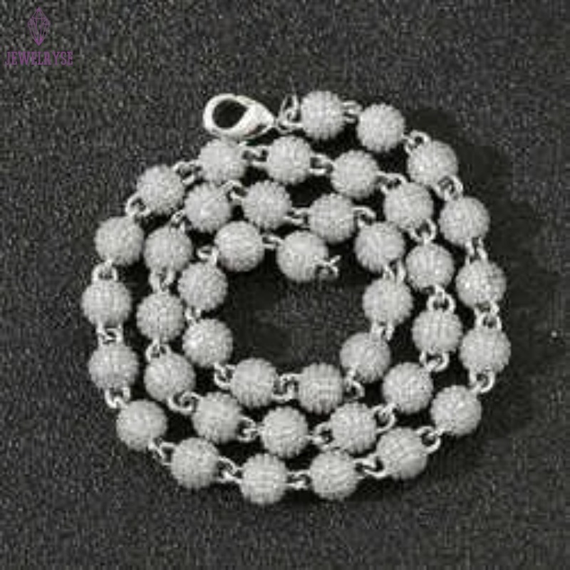 necklace moissanite chain Factory Wholesale Ball 925 Sterling Silver Iced Out VVS Diamond Cuban Link Hip Hop
