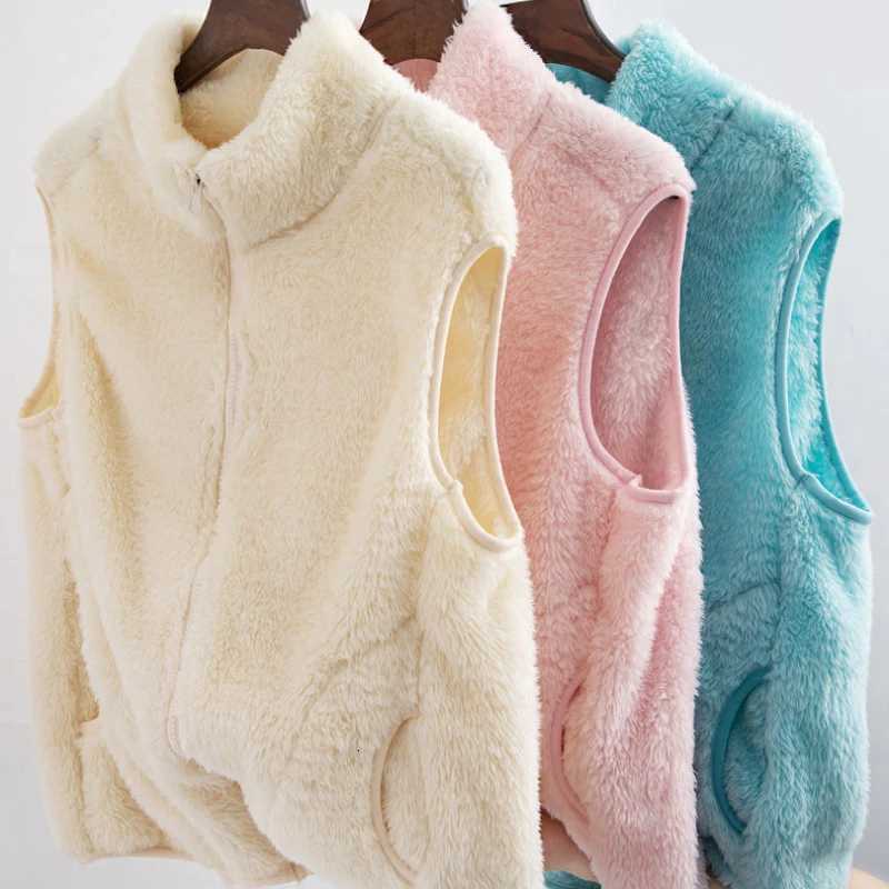 Fleece Vest Tank Tops Women Autumn Winter Zipper Sweatshirt Sleeveless Jacket Cardigan Warm Streetwear Waistcoats Cute NewT251128