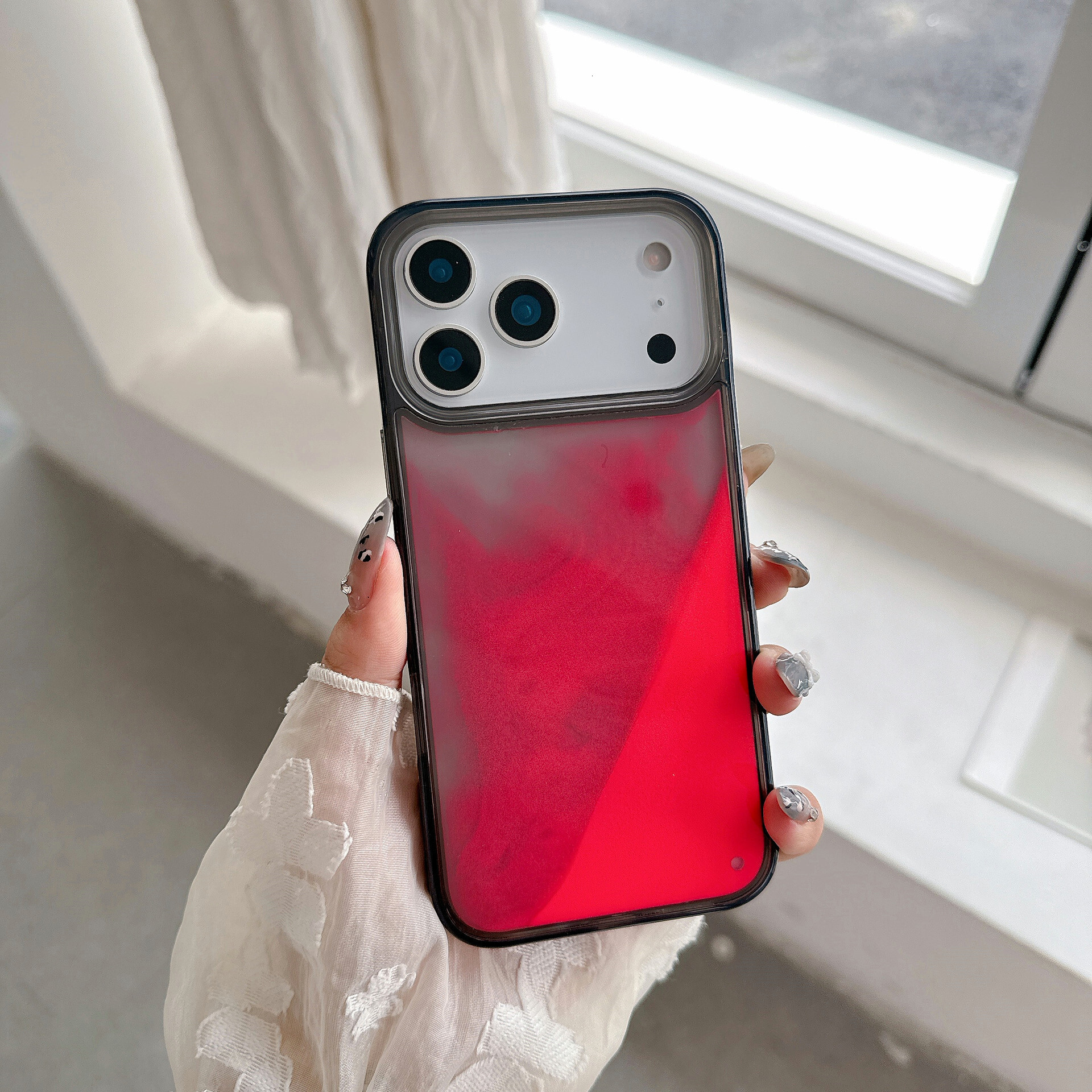 Transparent Luminous Liquid Sand Phone Case iPhone 17 Pro Max Compatible with Apple 16/15/14 Pro Soft Edge Hard