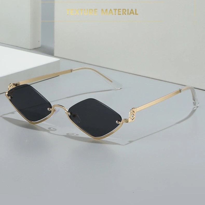 Metal Sunglasses for Women Men 2025 Half Frame Diamond Shaped Sunglasses Dopamine Small Outdoor Sunglasses 251125