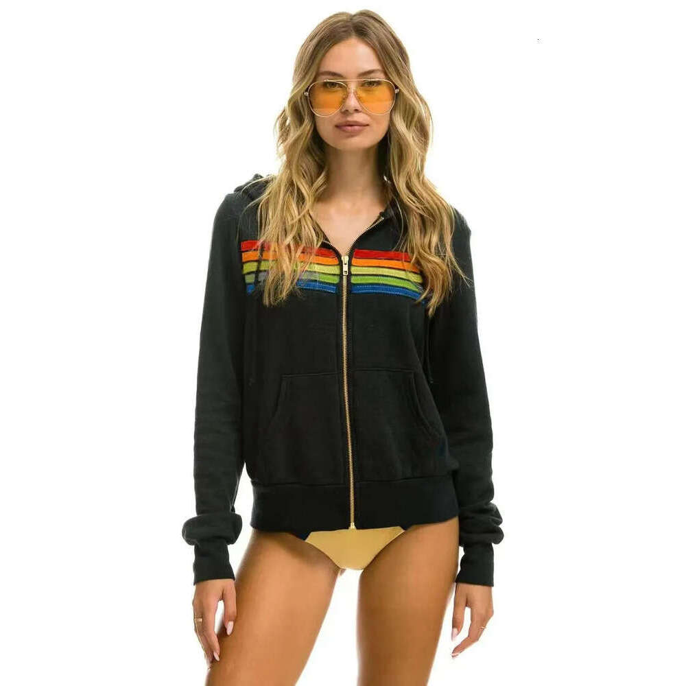 Avaiters Nation Hoodie Women Rainbow Print Zip Up Jacket Fashion Classic Tracksuit Baggy Comfortable Sweatshirt Coat Round Neck Mens Avator Nation Sport Hooded E63