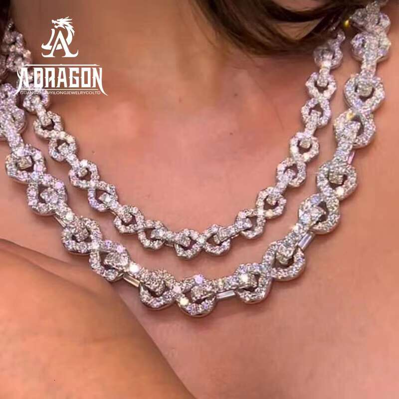Designer necklace Factory Custom 925 Sterling Silver Moissanite Diamond Necklace VVS Miami Cuban Link for Hip Hop Rapper