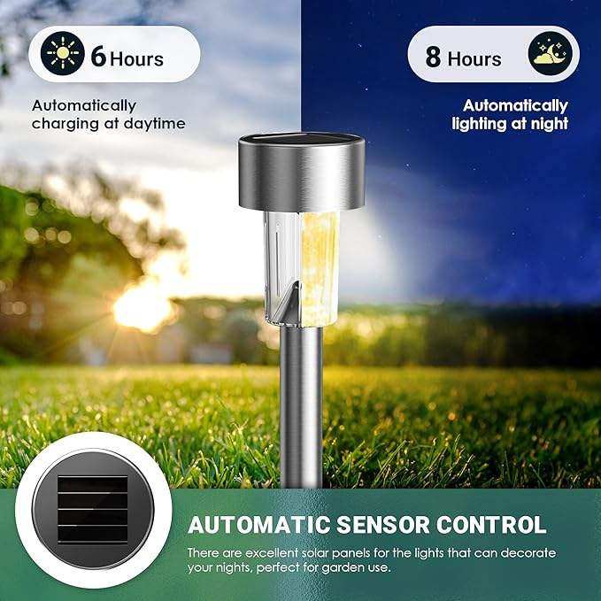 Stainless Steel Small Mini Color Changing Classic Column Solar Powered LED Pathway Lighting for Patio Solar Stick Lights