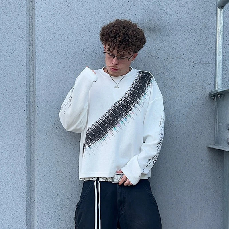 Y2K Retro Long Sleeve T-Shirt Unisex Street Style Casual Loose Fit Bullet Letter Print American Theme Mens And Womens Top 251128