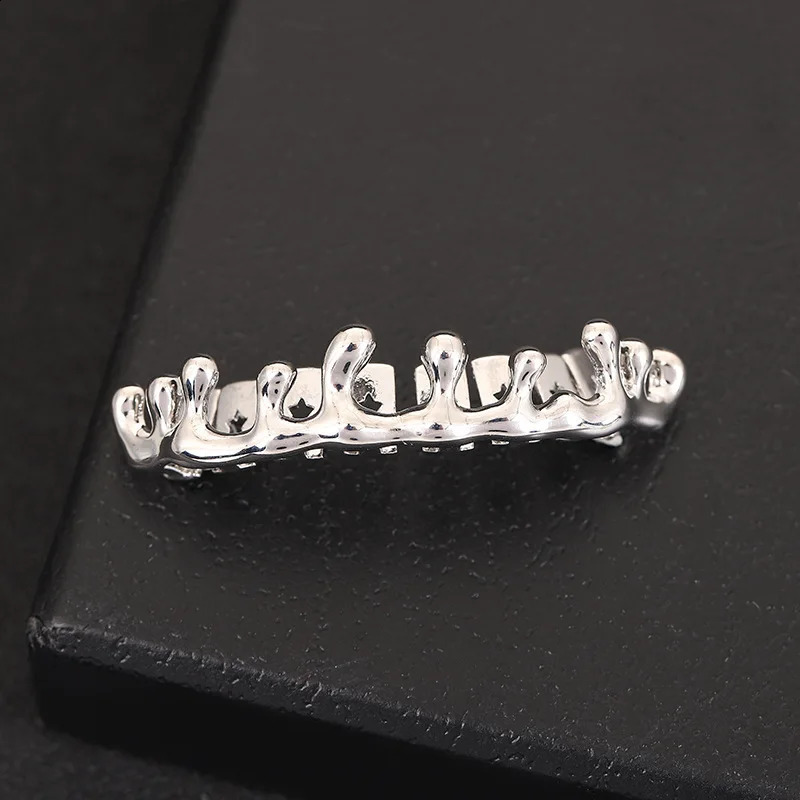 Liquid Water Drop Bottom Teeth Hip Hop Gold Plated Dental Grills For Women Men Tooth Caps Decor Punk Jewelry 250427