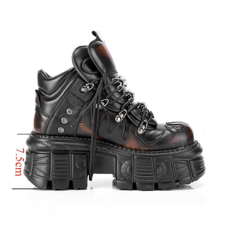 Popular Slip-On Motorcycle Style Layered Wear-Resistant Retro Spanish Short Boots Dark Metal Punk for Men and Women W251128