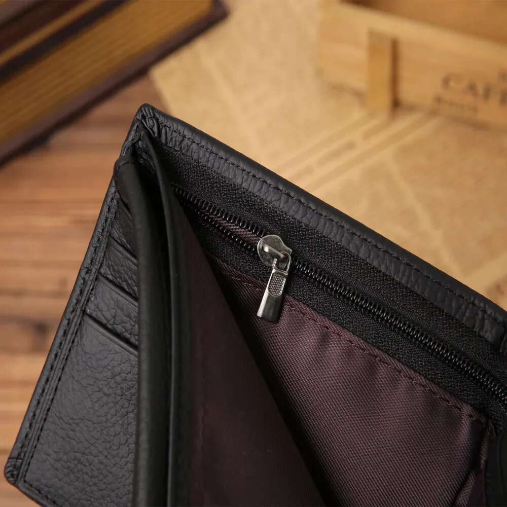 Genuine Leather Mens Wallet Premium Product Real Cowhide Wallets For Man Black Walet Portefeuille Homme Short Purses designer wallet