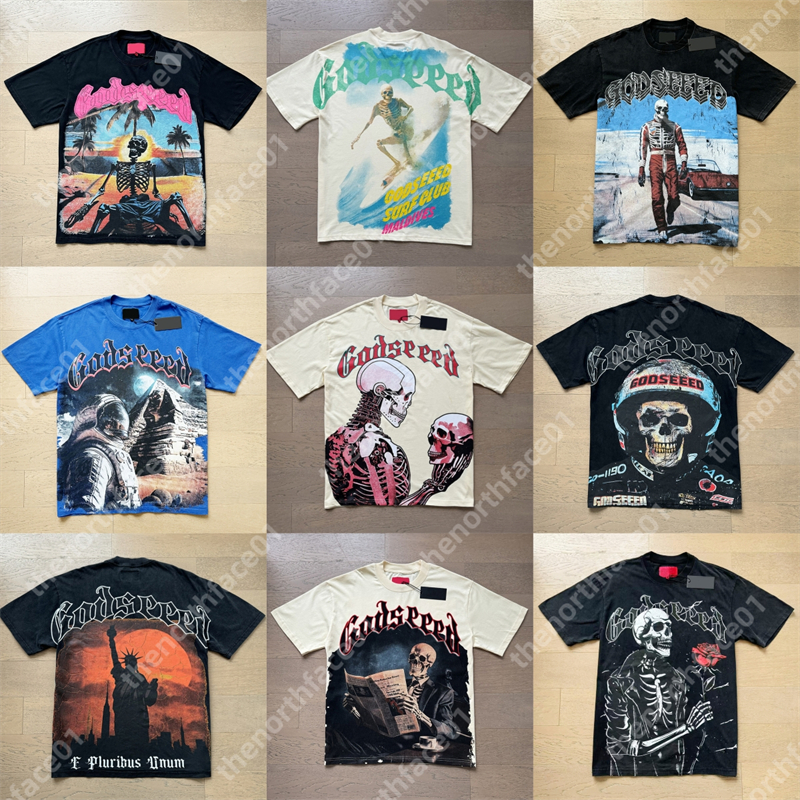 Godspeed Designer Mens T-shirt Summer Cotton Short Sleeve Mens Pattern Printed T-shirt Street Rock Couple T-shirt Womens Fashion Clothing Size S-XL