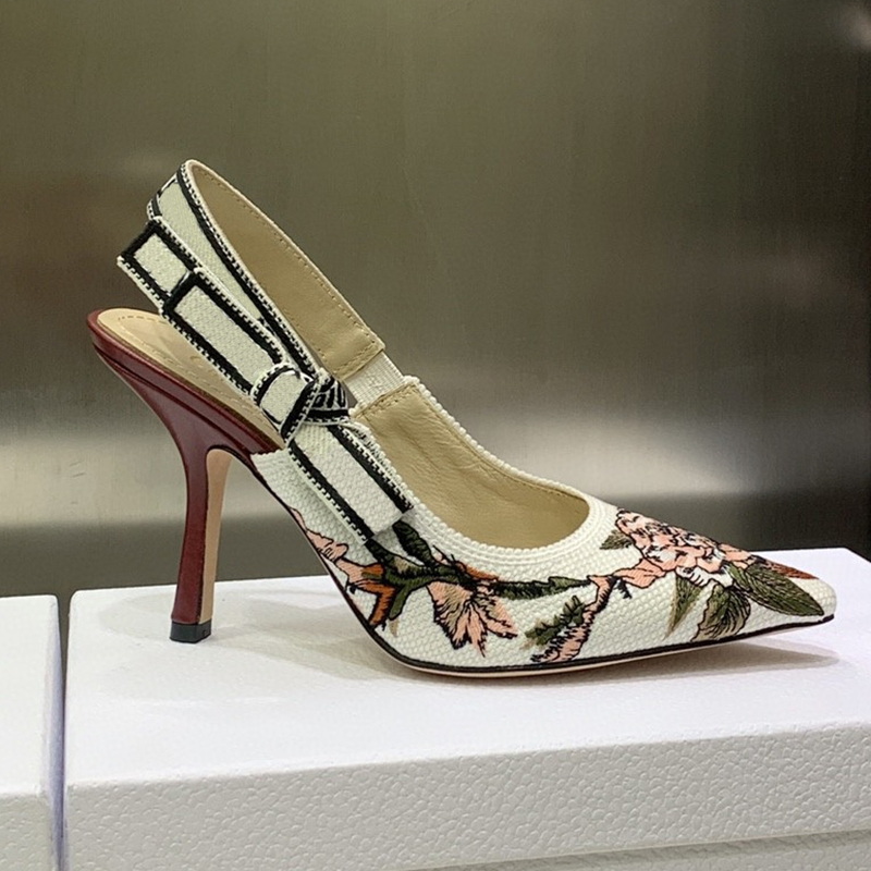 Brand catwalk new women's high heels sandals webbing bow pointed classic fashion dress shoes luxury designer embroidery letter decoration party shoes size 34-42