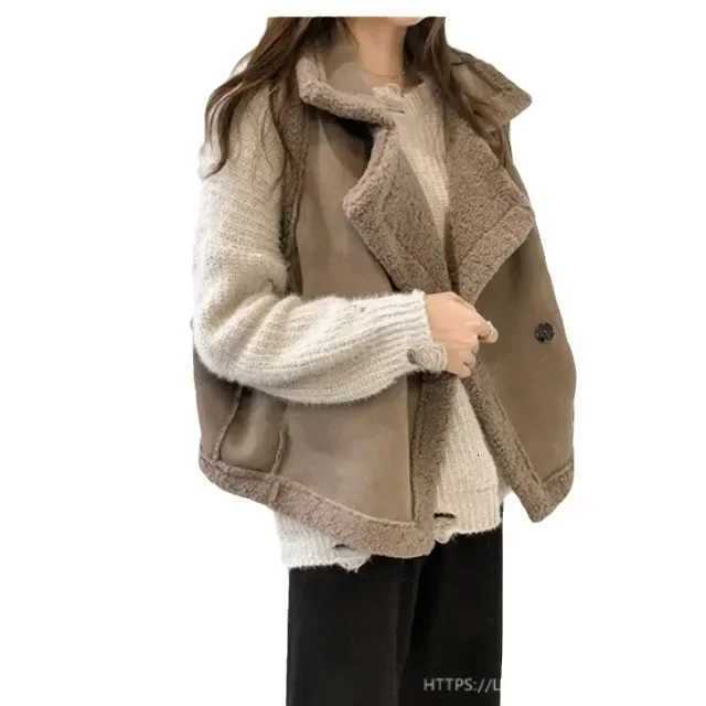 Vest womens 2025 autumn and winter new loose sleeveless vest camisole fur vest jacketT251128