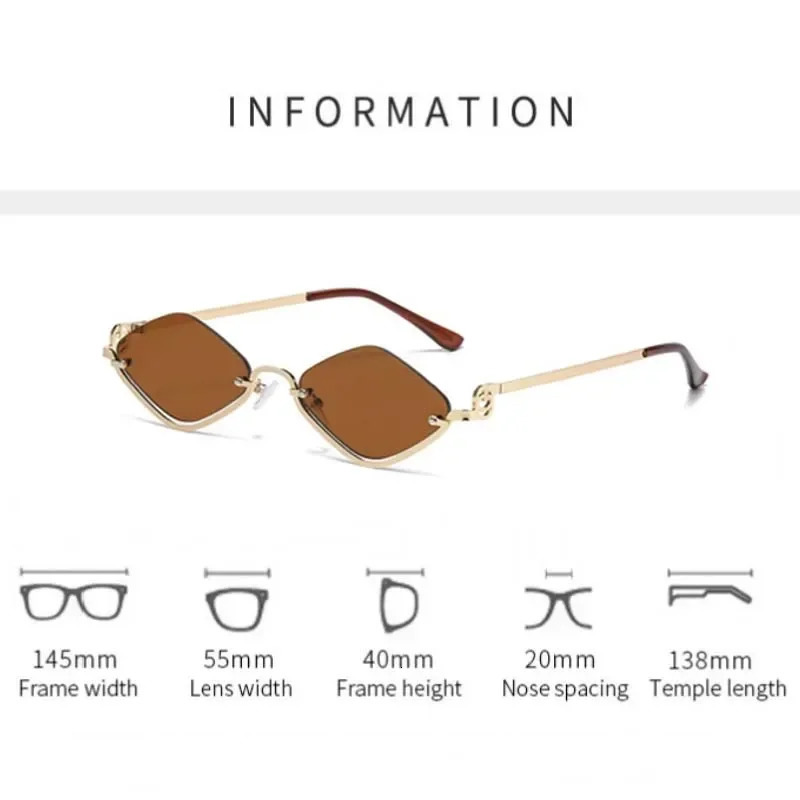Metal Sunglasses for Women Men 2025 Half Frame Diamond Shaped Sunglasses Dopamine Small Outdoor Sunglasses 251125