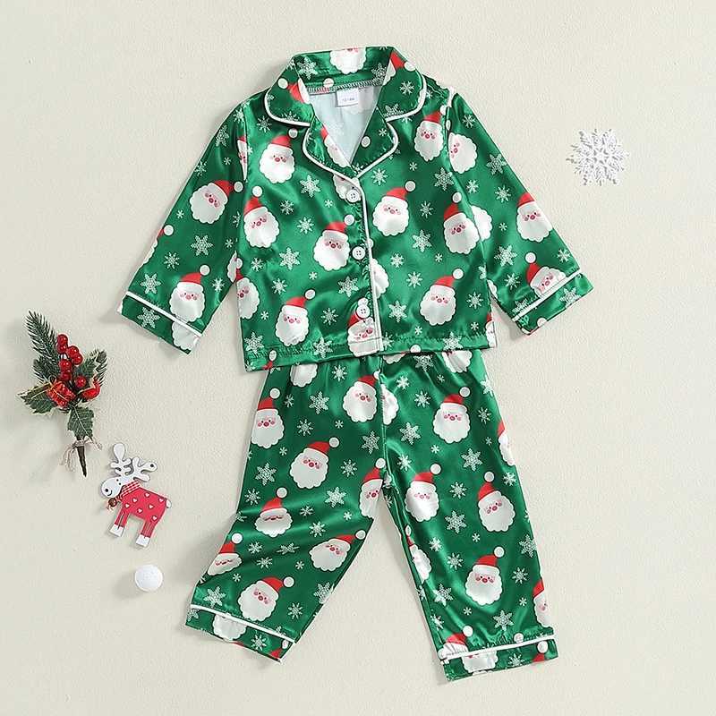 Children s Christmas Pajama Set with Reindeer Print Cozy Long Sleeve Top and Elastic Waist Pants for Boys and Girls 2 Piece H260403