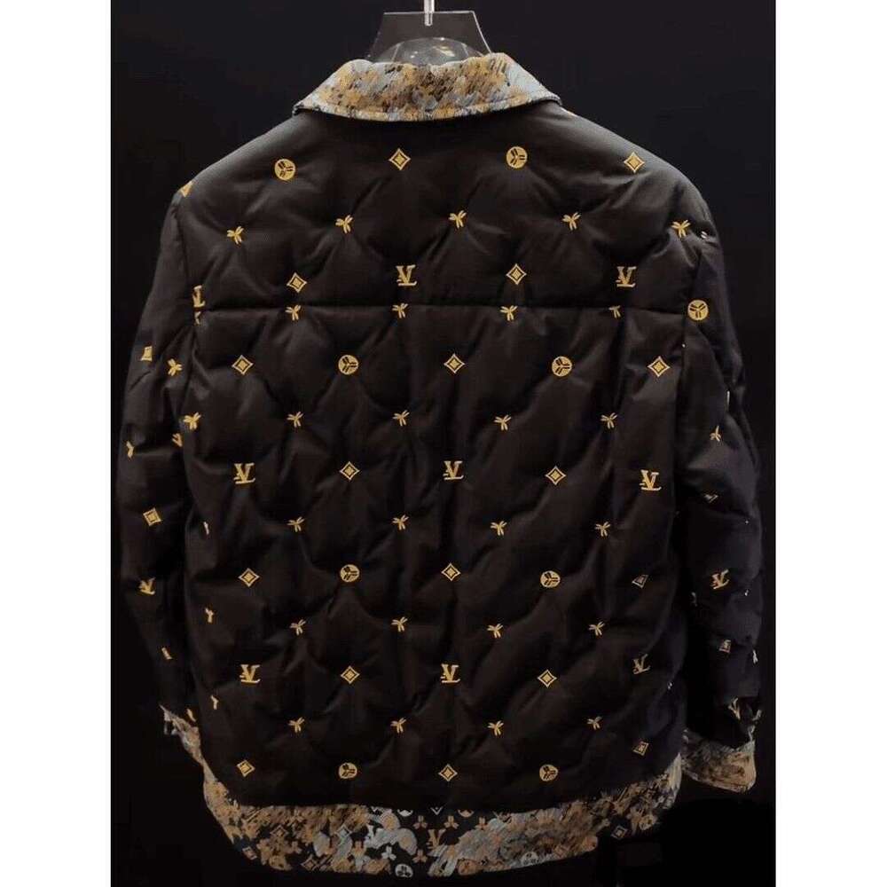 2025 Trendy Fashion Letter Embroidery Turn-Down Collar Versatile 2024 Winter New Men's Warm Lightweight Jacket