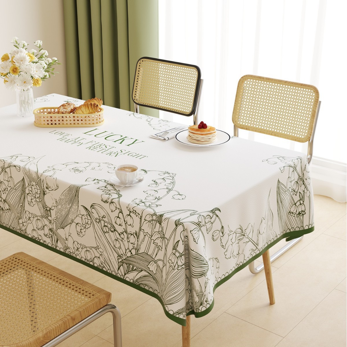 B433 new lambskin printed tablecloth light luxury atmosphere tablecloth waterproof and oil-proof washable coffee table cloth heat insulation