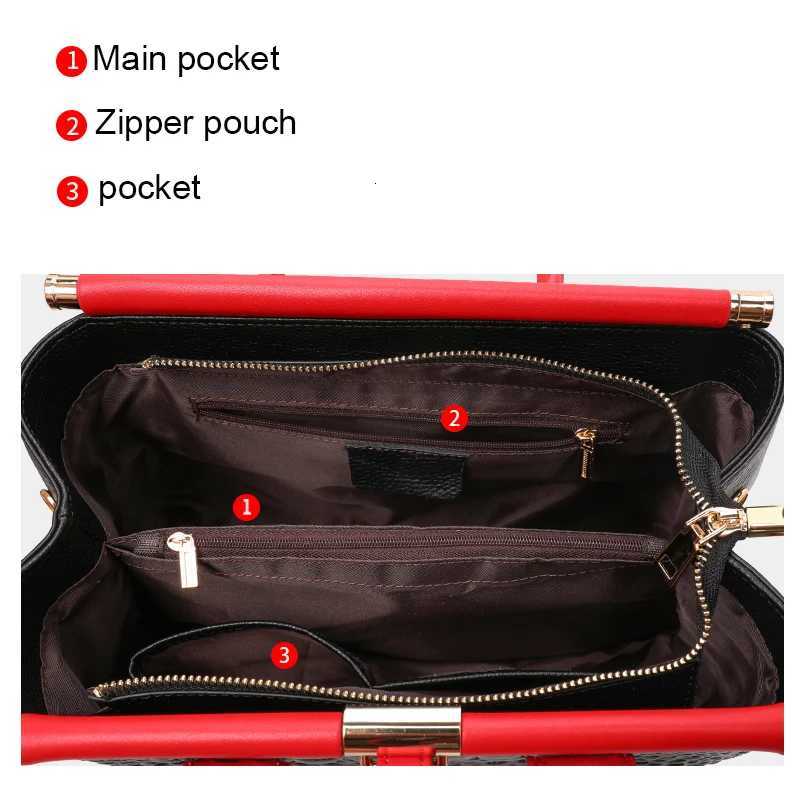 New Crocodile Pattern Womens Handbag Fashionable and Trendy Large Capacity Luxury Cowhide Commuter Shoulder Bag K251128