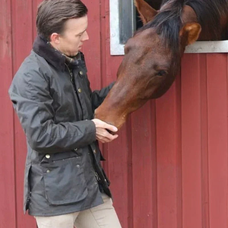 American Retro Wax Slim Fit Mid-length Lapel Trench Coat w250825