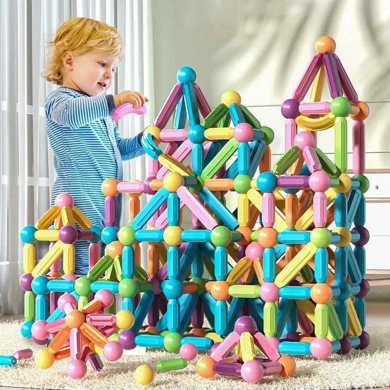 Magnet Ball Sticks Rod Games Magnetic Construction Set 188PCS Magnetic Building Blocks Toy Montessori Educational Toys for Kids Y251128