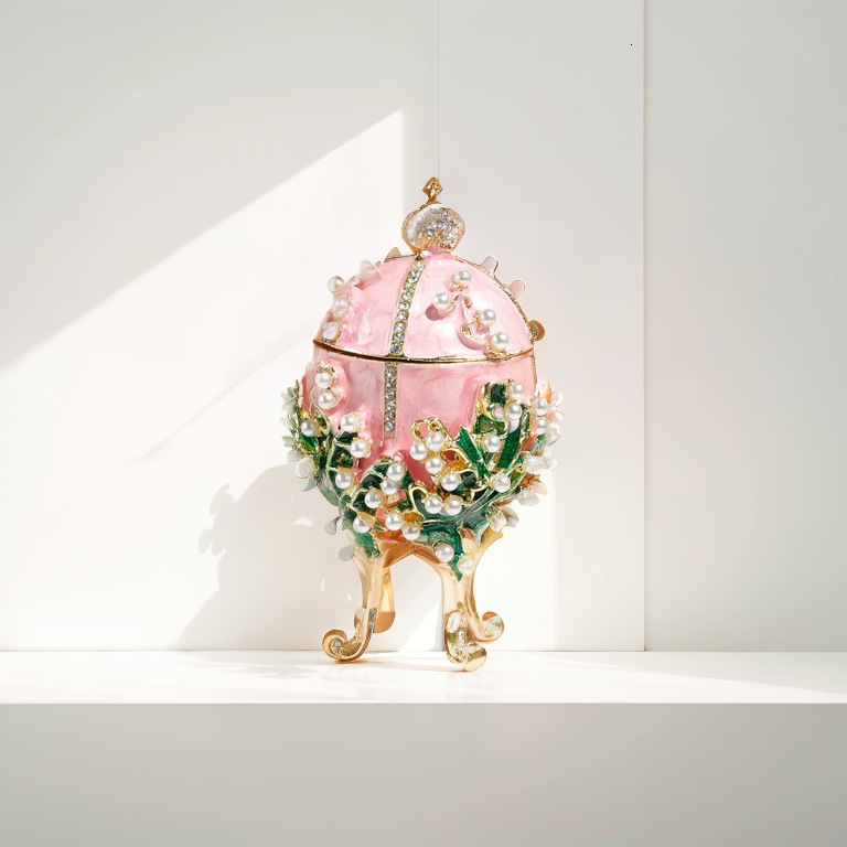 Jewelry Stand Enamel Easter Egg Crystal Flower Crown Trinkets Box Ring Holder Mini Storage Collectible Figurines Creative Gifts 230228