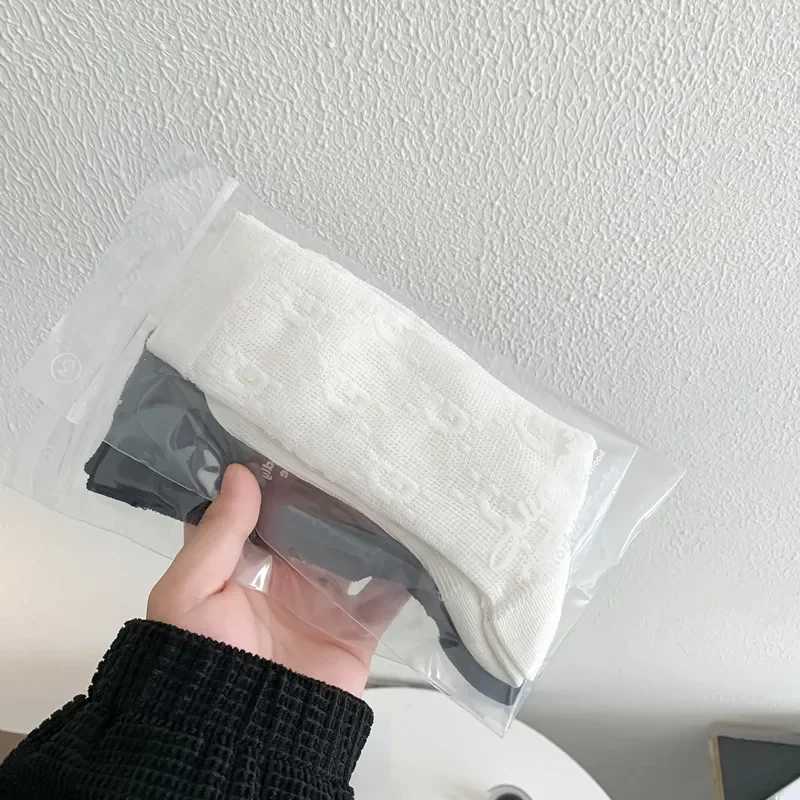 Trendy Womens Mid length Socks Double Needle Thin Spring/Summer Breathable Short Socks Korean Edition Base Long Socks J251128