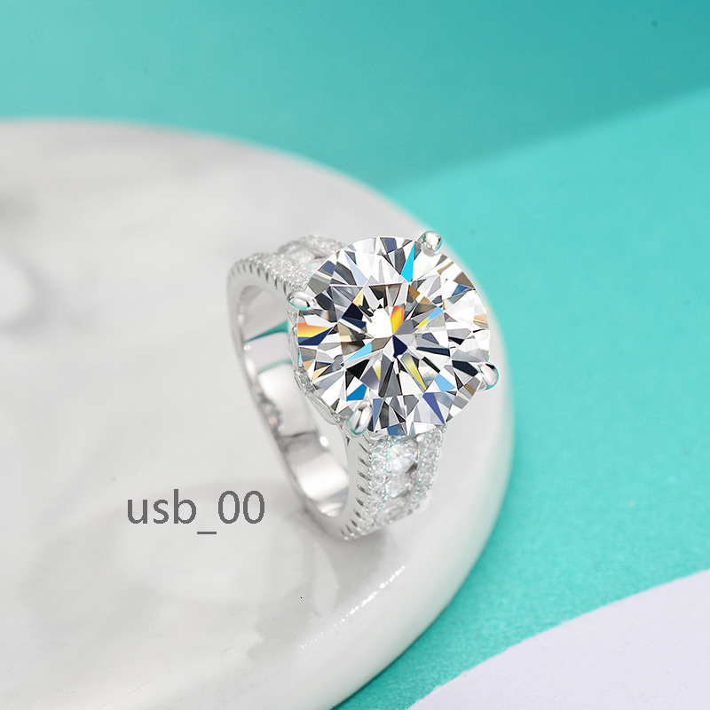 Custom High Quality Engagement Wedding Ring Light Luxury 925 Sterling Silver 10CT Moissanite Diamond Ring for Women Gift Jewelry