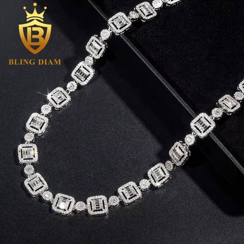 Blingdiam Custom Hip Hop Iced Out High Quality Cuban Necklace 925 Sterling Silver Moissanite Cuban Link Chain