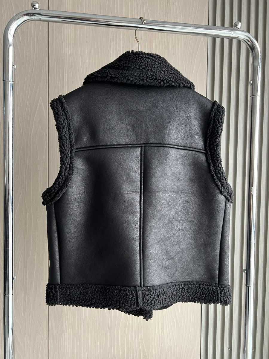 Womens Faux Fur Leather Jacket with Taffeta Lining - 2024 New Product Teddy Fur Collar Warm Leather Jacket for WomenT251128