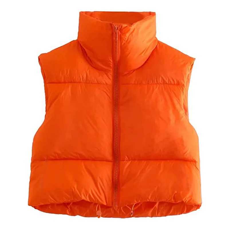 Women Winter Warm Crop Waistcoat Sleeveless Stand Collar Double Sided Lightweight Puffer Vest 2022 StreetwearT251128