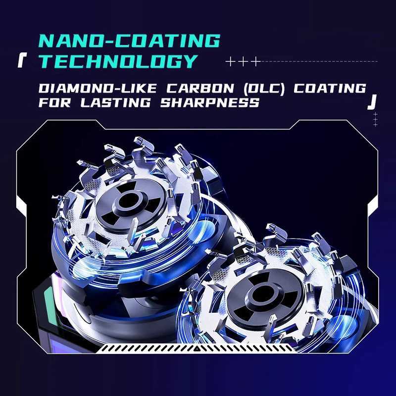 mecha mens electric double-head shaver magnetic blade head shaving razor high power digital display trendy portable C251128